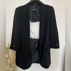Oversized Black Blazer With Gold Button Detail